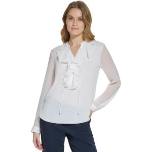 Tommy Hilfiger Womens Printed Long Sleeve Floral Top(Ivory)