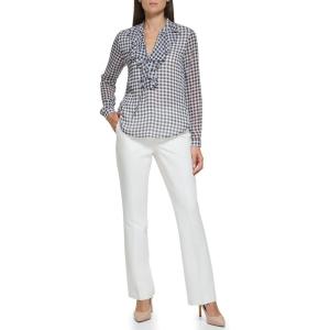 Tommy Hilfiger Womens Printed Long Sleeve Floral Top(Midnight/Ivory)