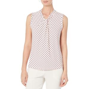 Tommy Hilfiger Womens Sleeveless Knot Blouse – Business Casual Women’s Tops with Knotted Neckline(Ballerina/Midnight)
