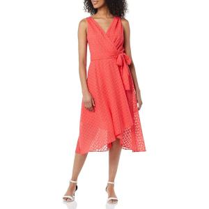 Tommy Hilfiger Women’s Sleeveless Surplice Tie Waist Dress(Geranium)