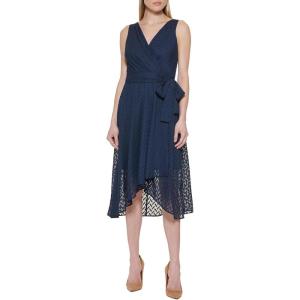 Tommy Hilfiger Women’s Sleeveless Surplice Tie Waist Dress(Sky Captain)