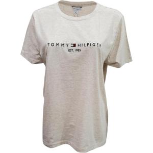Tommy Hilfiger Women’s Striped Logo Graphic T-Shirt(Cream Heather (Est. 1985))