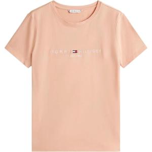 Tommy Hilfiger Women’s Striped Logo Graphic T-Shirt(Embroidered-logo Guava)