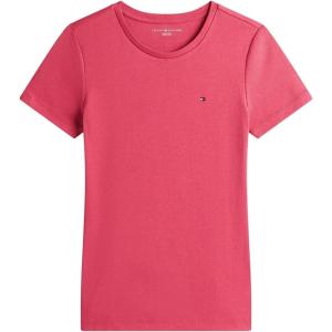 Tommy Hilfiger Women’s Striped Logo Graphic T-Shirt(Light Crimson)