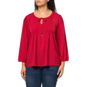 Tommy Hilfiger Womens Tommy Hilfiger Women’s Crinkle Pintuck Blouse(Chili Pepper/Sky Captain)