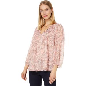 Tommy Hilfiger Womens Tommy Hilfiger Women’s Crinkle Pintuck Blouse(Coralie Multi)