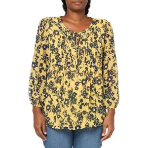 Tommy Hilfiger Womens Tommy Hilfiger Women’s Crinkle Pintuck Blouse(Mango)