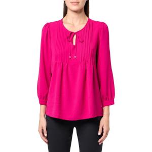 Tommy Hilfiger Womens Tommy Hilfiger Women’s Crinkle Pintuck Blouse(Wineberry)
