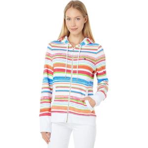 Tommy Hilfiger Women’s Zip-up Hoodie – Classic Sweatshirt for Women With Drawstrings and Hood(Bright White Combo)