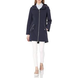 Tommy Hilfiger womens Long Water-resistant Rain Jacket(Tailored Navy)