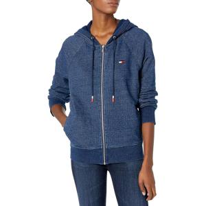 Tommy Hilfiger womens Zip Up Colorblock Hoodie(Indigo)