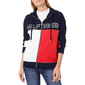 Tommy Hilfiger womens Zip Up Colorblock Hoodie(Navy)