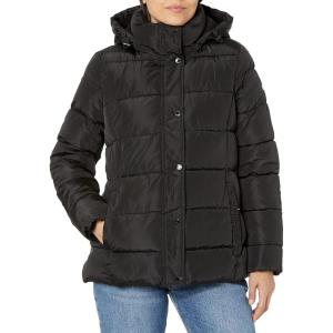 Tommy Hilfiger womens Zip Up Short Puffer Jacket(Black)