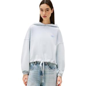 Tommy Jeans Women’s Medium Weight Cropped Hoodies With Front Tie Detail(Sweet Blue)