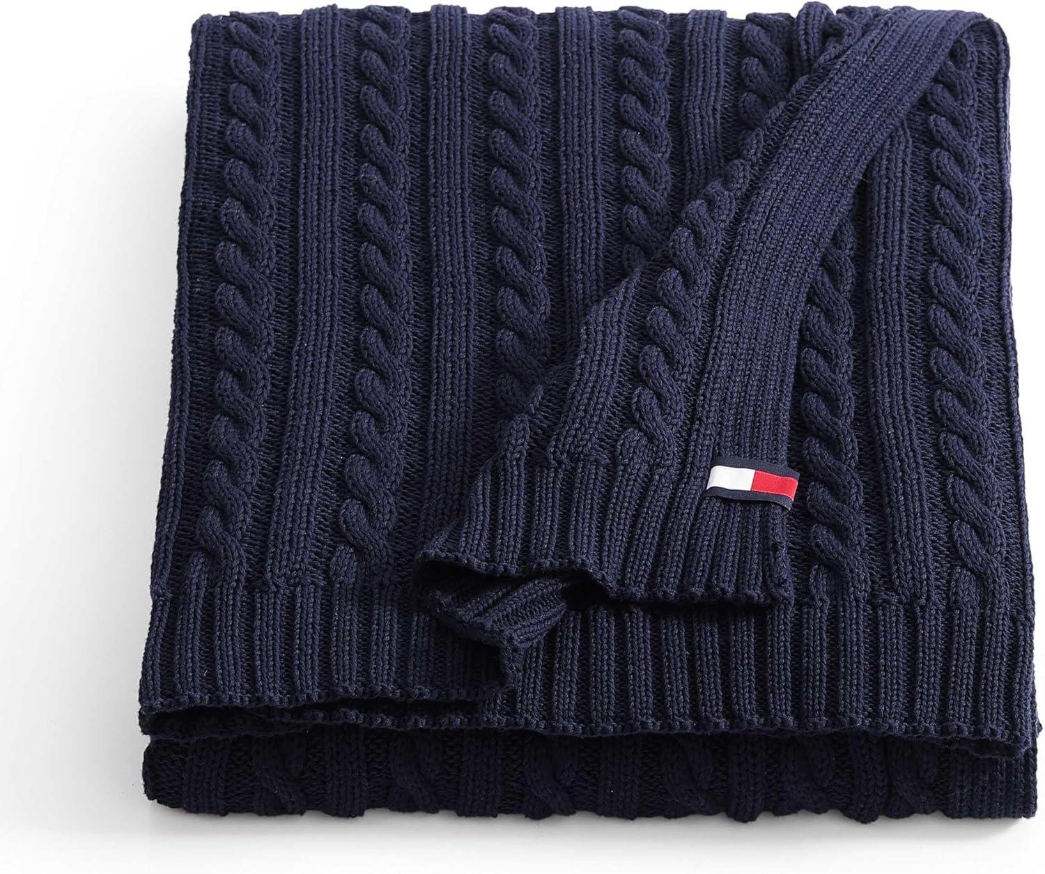 imageTommy Hilfiger Blanket UltraSoft Plush Throw Blanket for Bed or Couch Cozy Bedding with Solid Reverse ampamp Tailored Hem Medium Weight for Year Round Comfort Dumbo Windowpane Grey 50quot x 70quotBlue