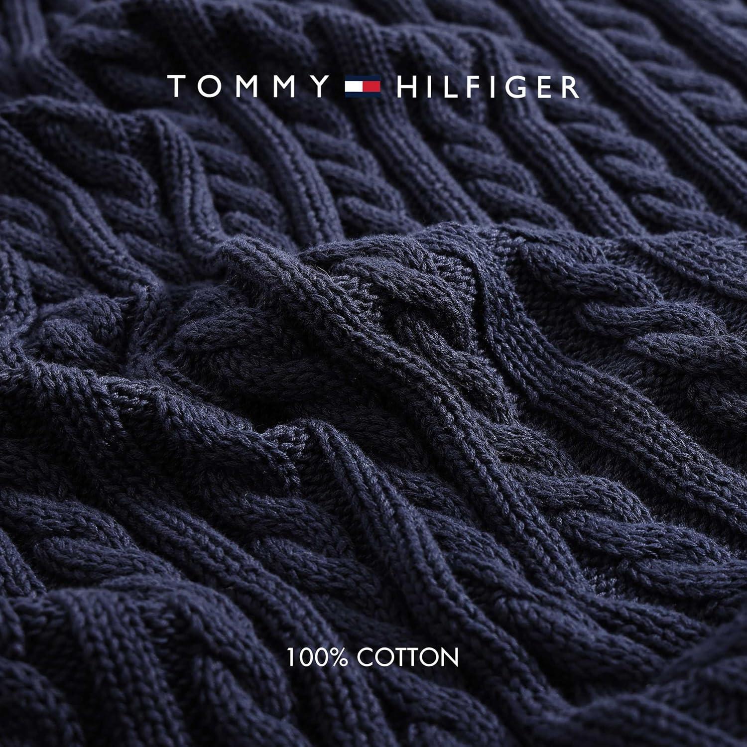 imageTommy Hilfiger Blanket UltraSoft Plush Throw Blanket for Bed or Couch Cozy Bedding with Solid Reverse ampamp Tailored Hem Medium Weight for Year Round Comfort Dumbo Windowpane Grey 50quot x 70quotBlue