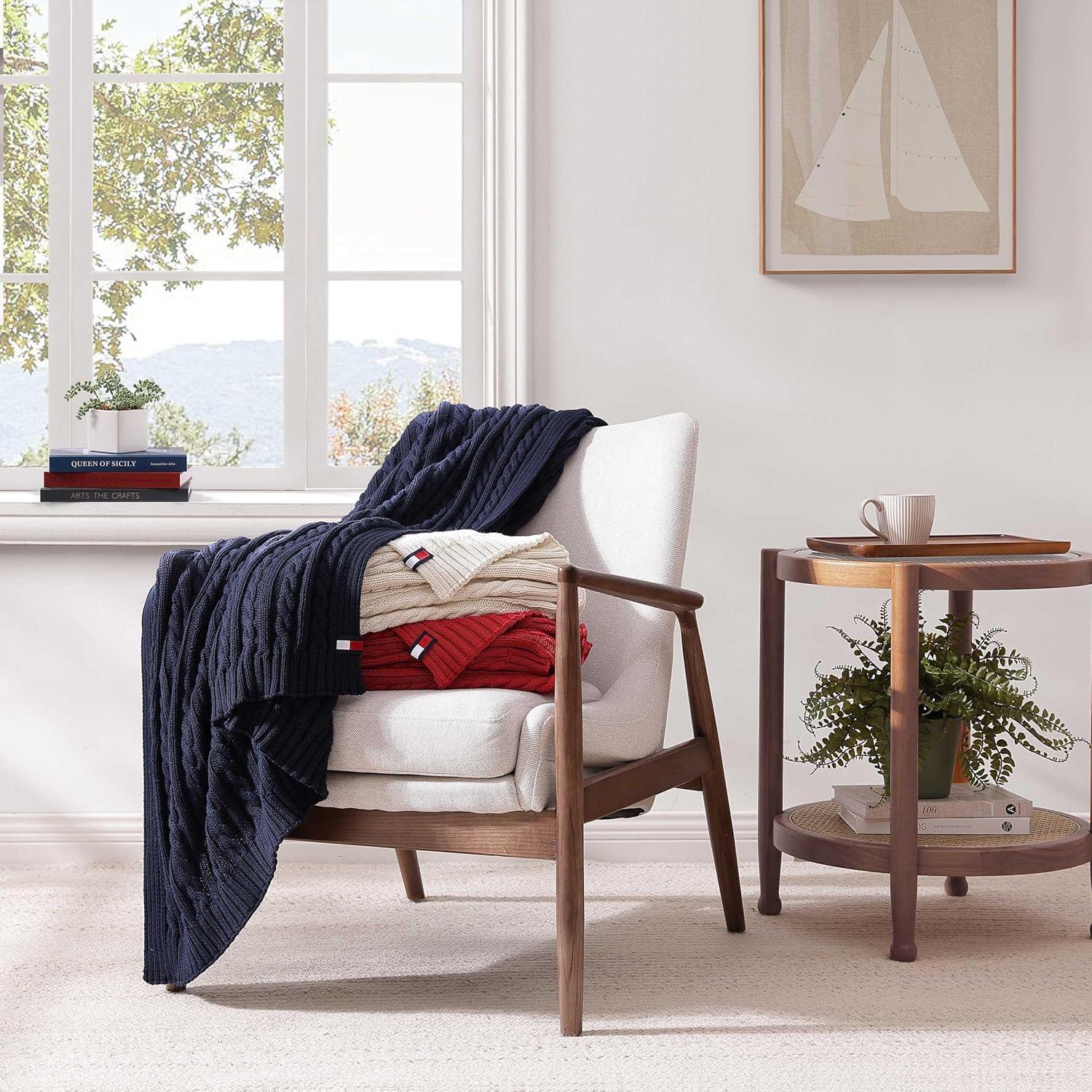 imageTommy Hilfiger Blanket UltraSoft Plush Throw Blanket for Bed or Couch Cozy Bedding with Solid Reverse ampamp Tailored Hem Medium Weight for Year Round Comfort Dumbo Windowpane Grey 50quot x 70quotRed