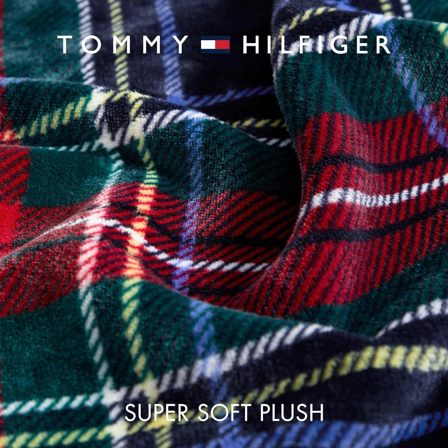 imageTommy Hilfiger Blanket UltraSoft Plush Throw Blanket for Bed or Couch Cozy Bedding with Solid Reverse ampamp Tailored Hem Medium Weight for Year Round Comfort Dumbo Windowpane Grey 50quot x 70quotDevon Tartan Blue