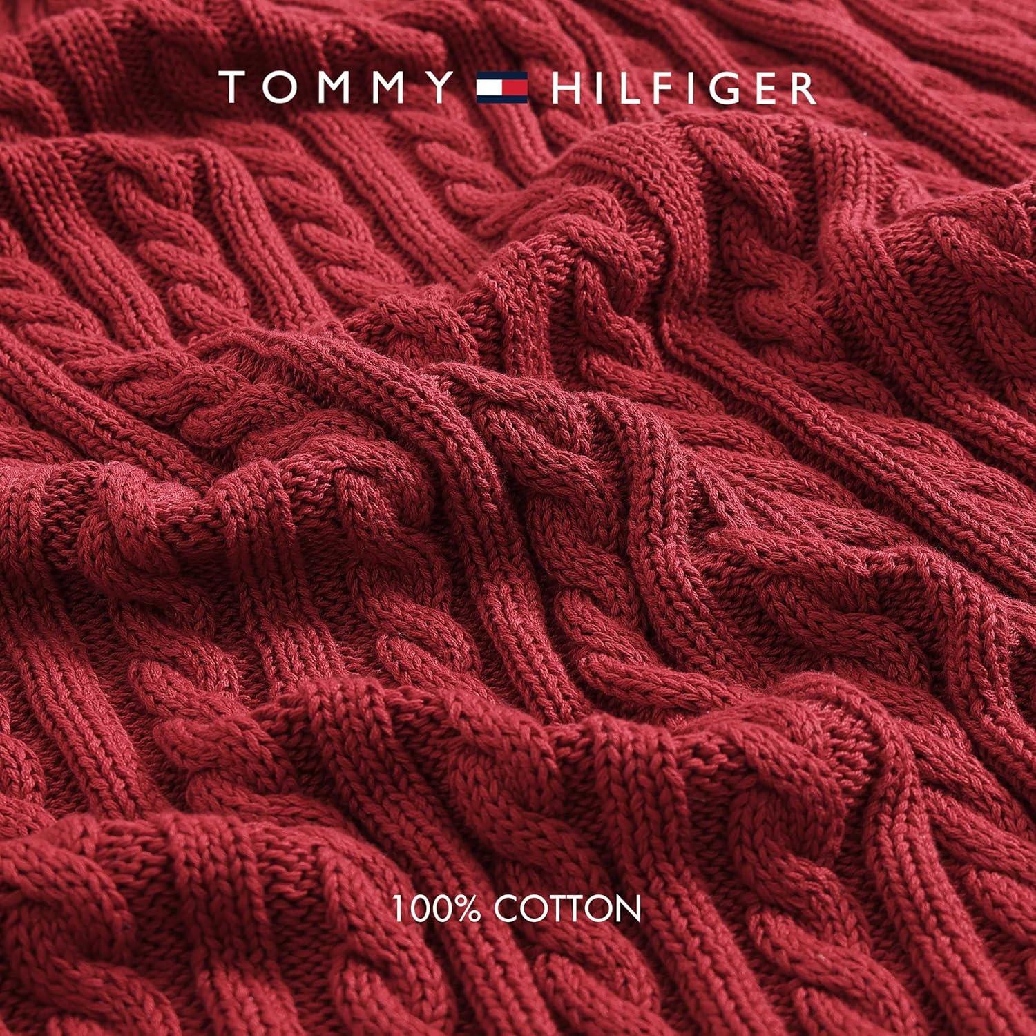 imageTommy Hilfiger Blanket UltraSoft Plush Throw Blanket for Bed or Couch Cozy Bedding with Solid Reverse ampamp Tailored Hem Medium Weight for Year Round Comfort Dumbo Windowpane Grey 50quot x 70quotRed