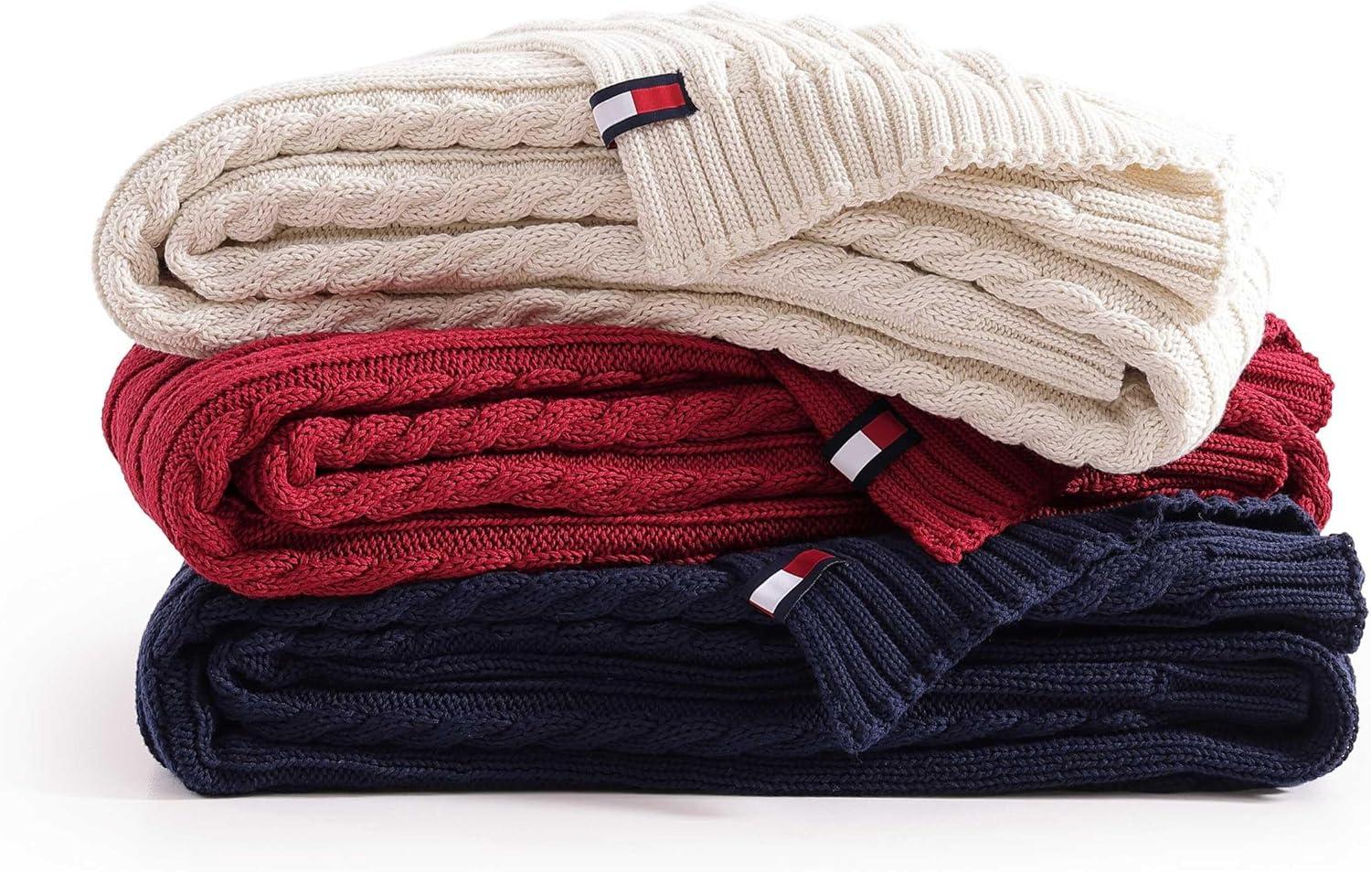 imageTommy Hilfiger Blanket UltraSoft Plush Throw Blanket for Bed or Couch Cozy Bedding with Solid Reverse ampamp Tailored Hem Medium Weight for Year Round Comfort Dumbo Windowpane Grey 50quot x 70quotRed