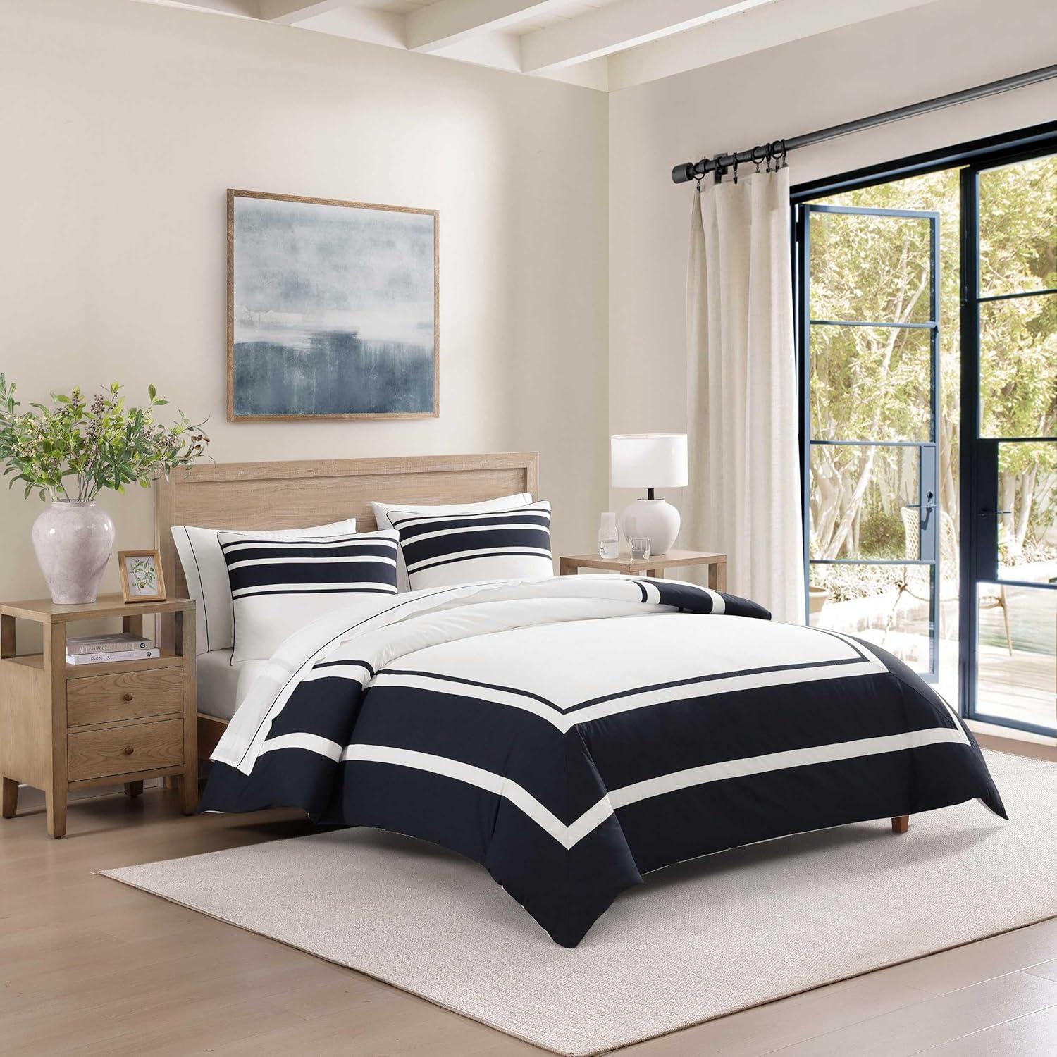 imageTommy Hilfiger Comforter Set Luxuriously Soft Bedding with Matching Shams Coastal Inspired Design Park Avenue Navy FullQueenPark Avenue Navy