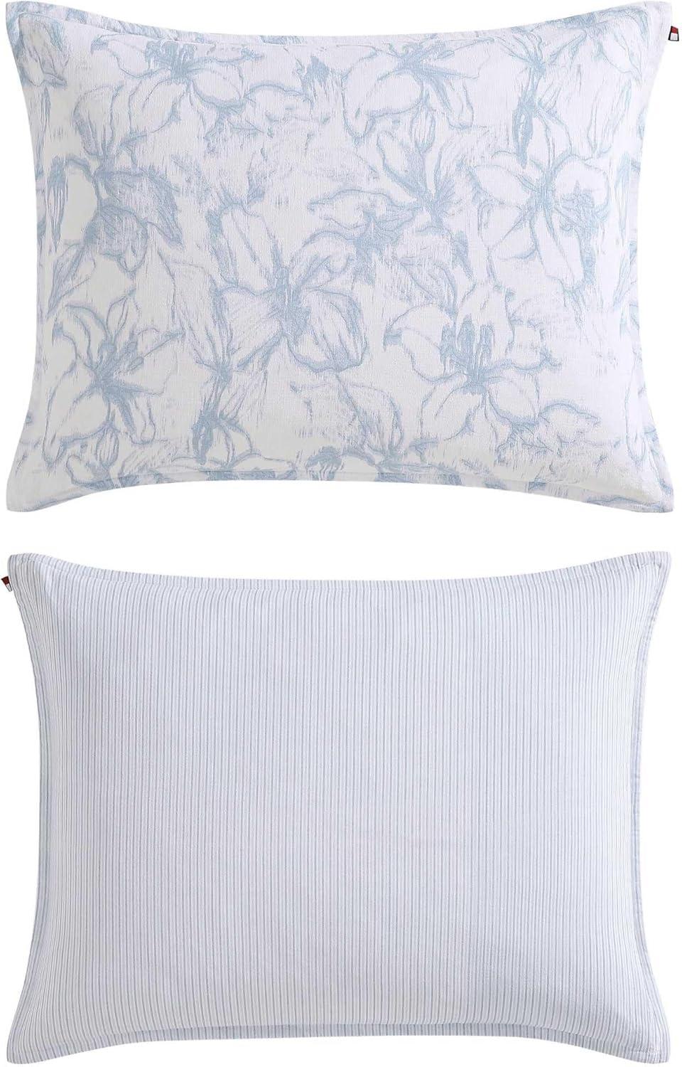 imageTommy Hilfiger Comforter Set Luxuriously Soft Cotton Slub Bedding with Matching Sham Abstract Inspired Design Ethereal Floral Blue TwinEthereal Floral Blue