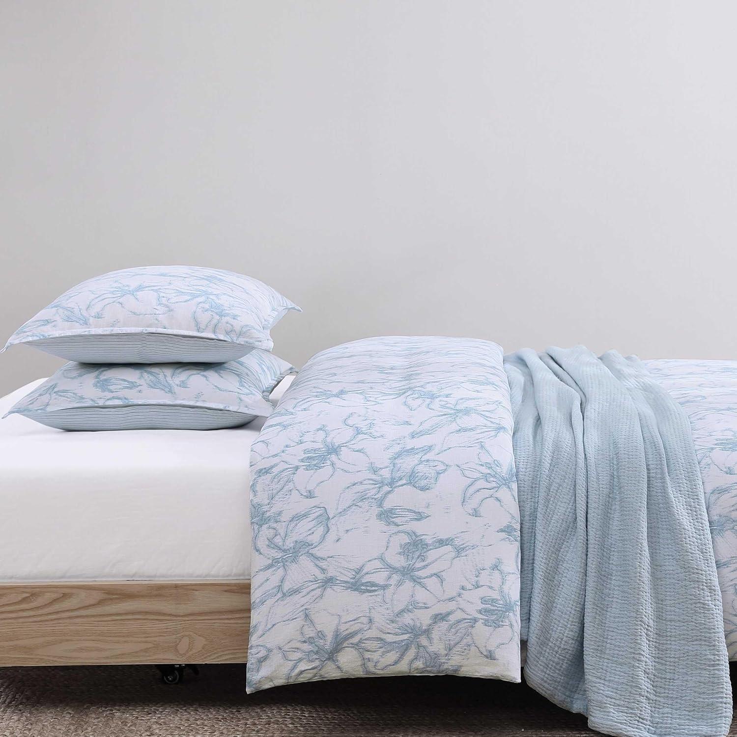 imageTommy Hilfiger Comforter Set Luxuriously Soft Cotton Slub Bedding with Matching Sham Abstract Inspired Design Ethereal Floral Blue TwinEthereal Floral Blue