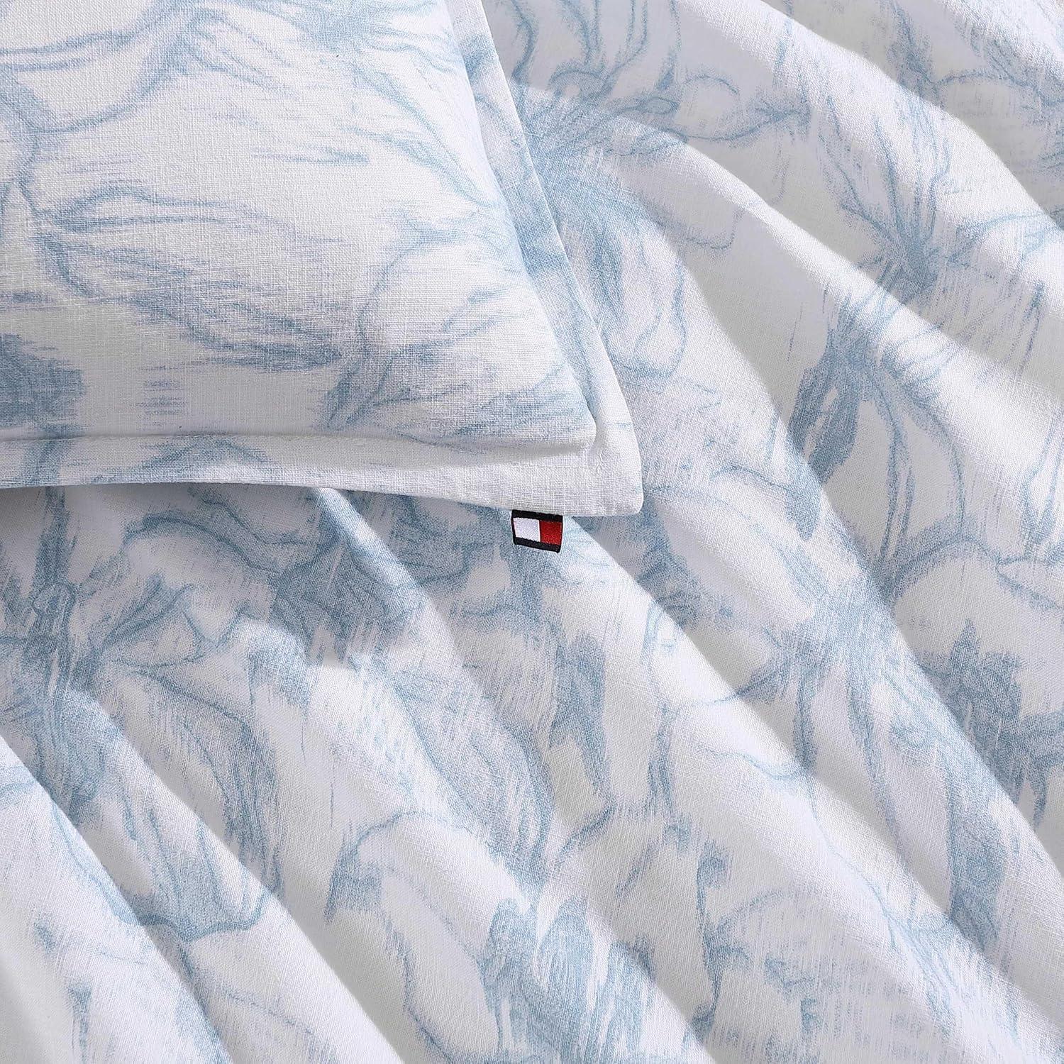 imageTommy Hilfiger Comforter Set Luxuriously Soft Cotton Slub Bedding with Matching Sham Abstract Inspired Design Ethereal Floral Blue TwinEthereal Floral Blue