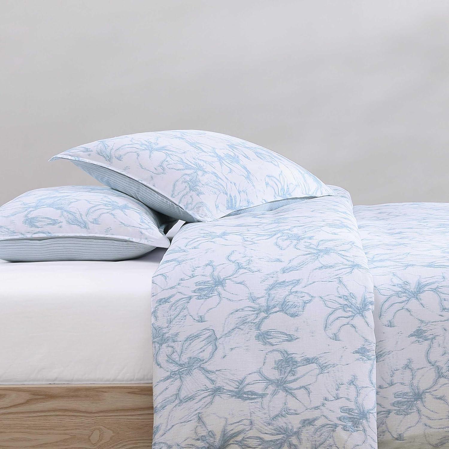 imageTommy Hilfiger Comforter Set Luxuriously Soft Cotton Slub Bedding with Matching Sham Abstract Inspired Design Ethereal Floral Blue TwinEthereal Floral Blue