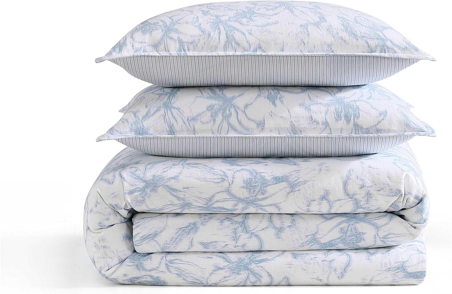 imageTommy Hilfiger Comforter Set Luxuriously Soft Cotton Slub Bedding with Matching Sham Abstract Inspired Design Ethereal Floral Blue TwinEthereal Floral Blue