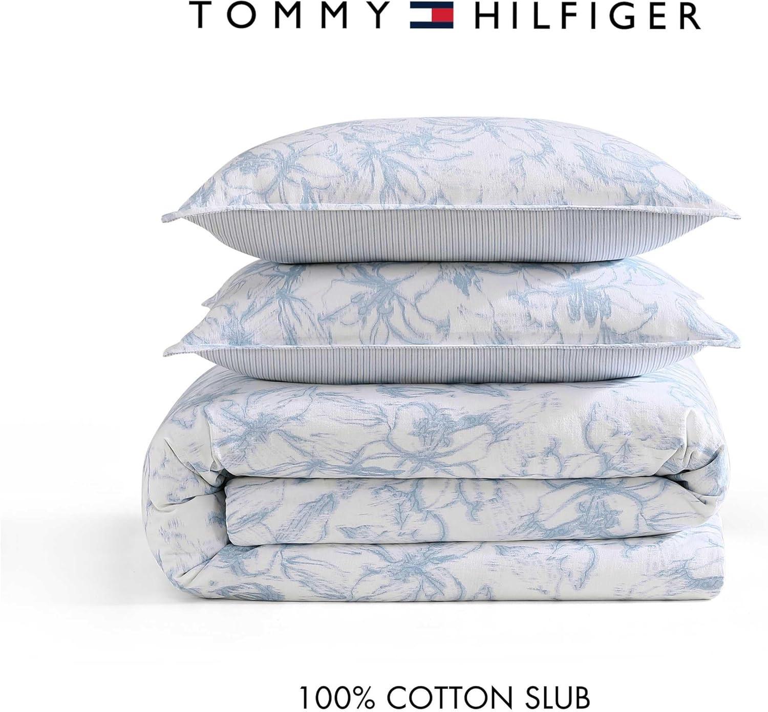 imageTommy Hilfiger Comforter Set Luxuriously Soft Cotton Slub Bedding with Matching Sham Abstract Inspired Design Ethereal Floral Blue TwinEthereal Floral Blue