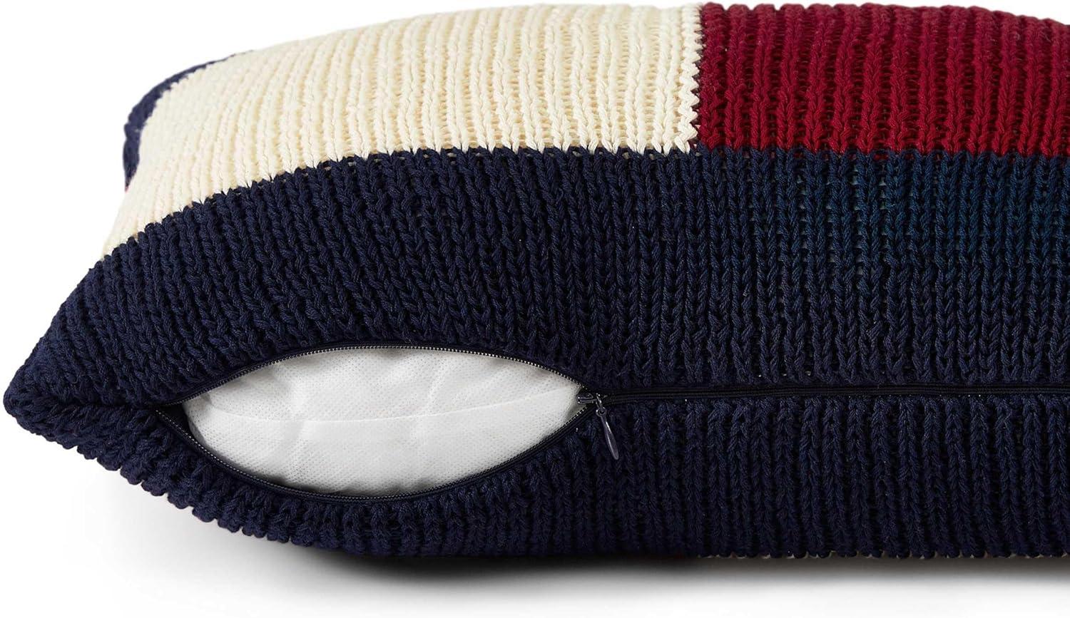 imageTommy Hilfiger Decorative Pillow Luxurious Square Throw Pillow with Zipper Closure ampamp Stripe Detail Ideal for Couch or Bed Placement Navy 20quot x 20quotFlag Blue