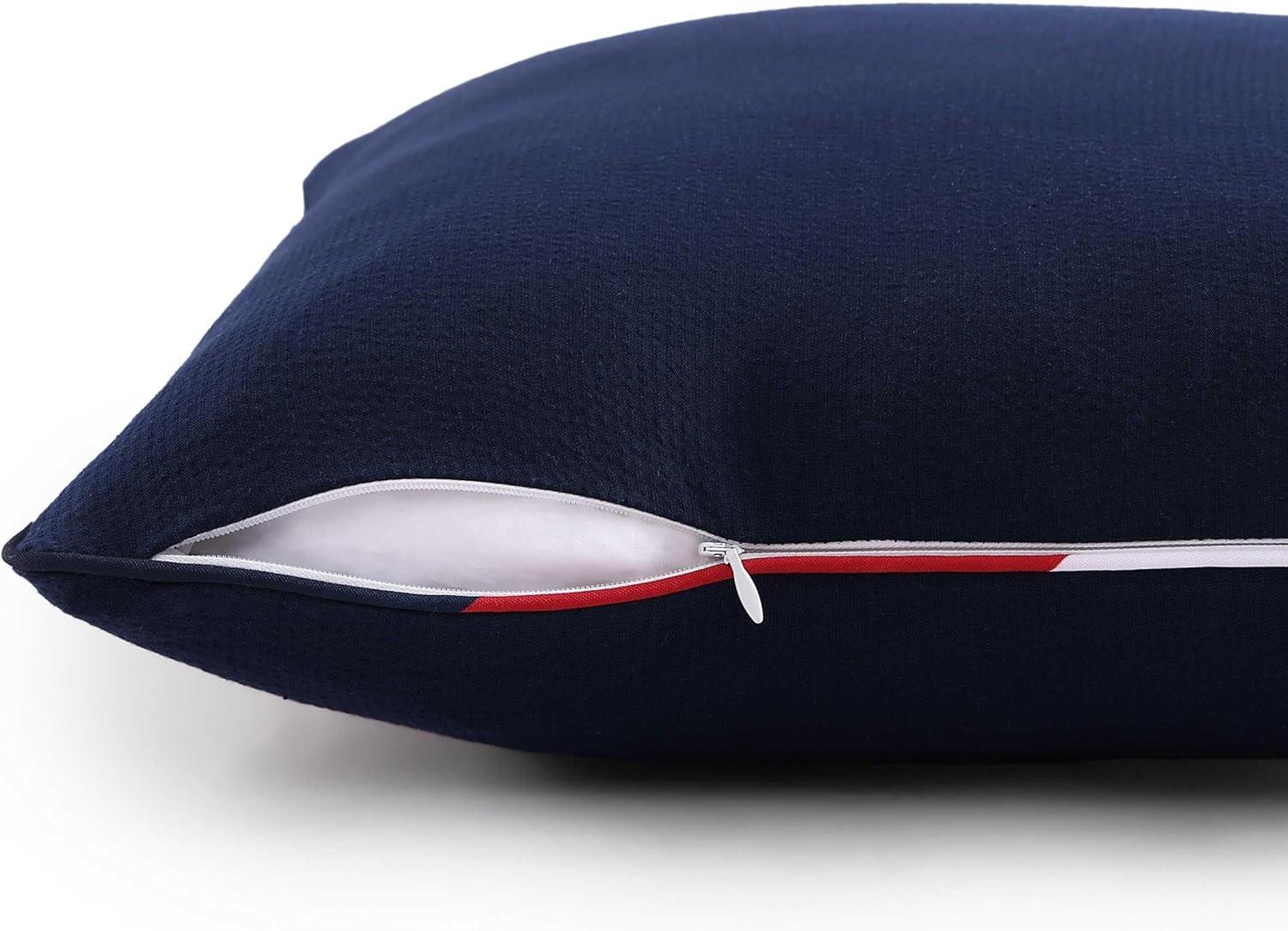 imageTommy Hilfiger Decorative Pillow Luxurious Square Throw Pillow with Zipper Closure ampamp Stripe Detail Ideal for Couch or Bed Placement Navy 20quot x 20quotFlag Navy