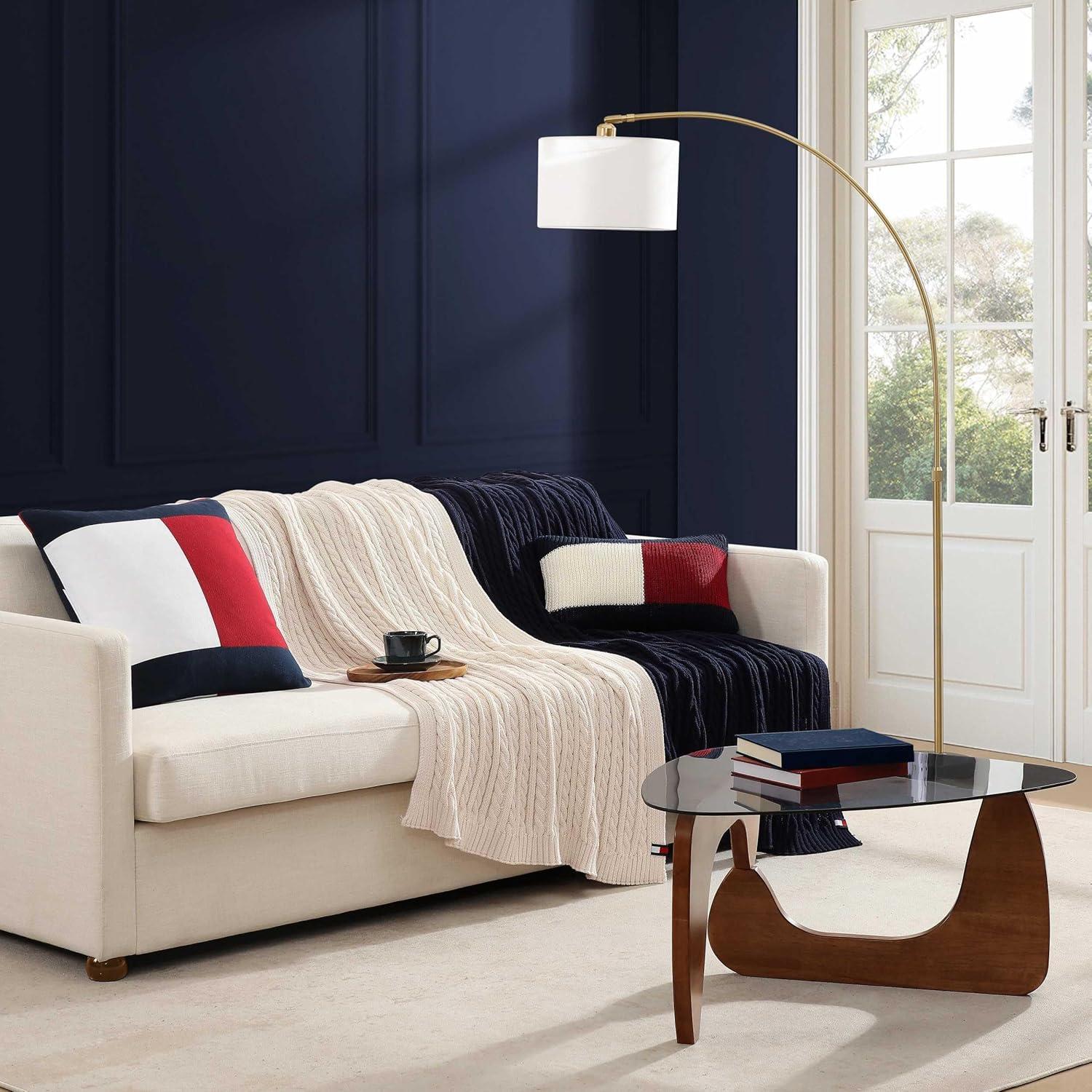 imageTommy Hilfiger Decorative Pillow Luxurious Square Throw Pillow with Zipper Closure ampamp Stripe Detail Ideal for Couch or Bed Placement Navy 20quot x 20quotFlag Blue