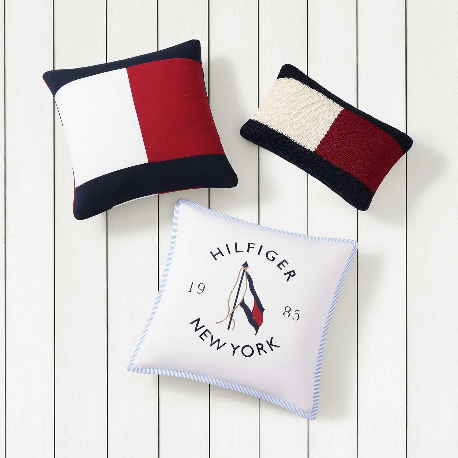 imageTommy Hilfiger Decorative Pillow Luxurious Square Throw Pillow with Zipper Closure ampamp Stripe Detail Ideal for Couch or Bed Placement Navy 20quot x 20quotFlag Blue