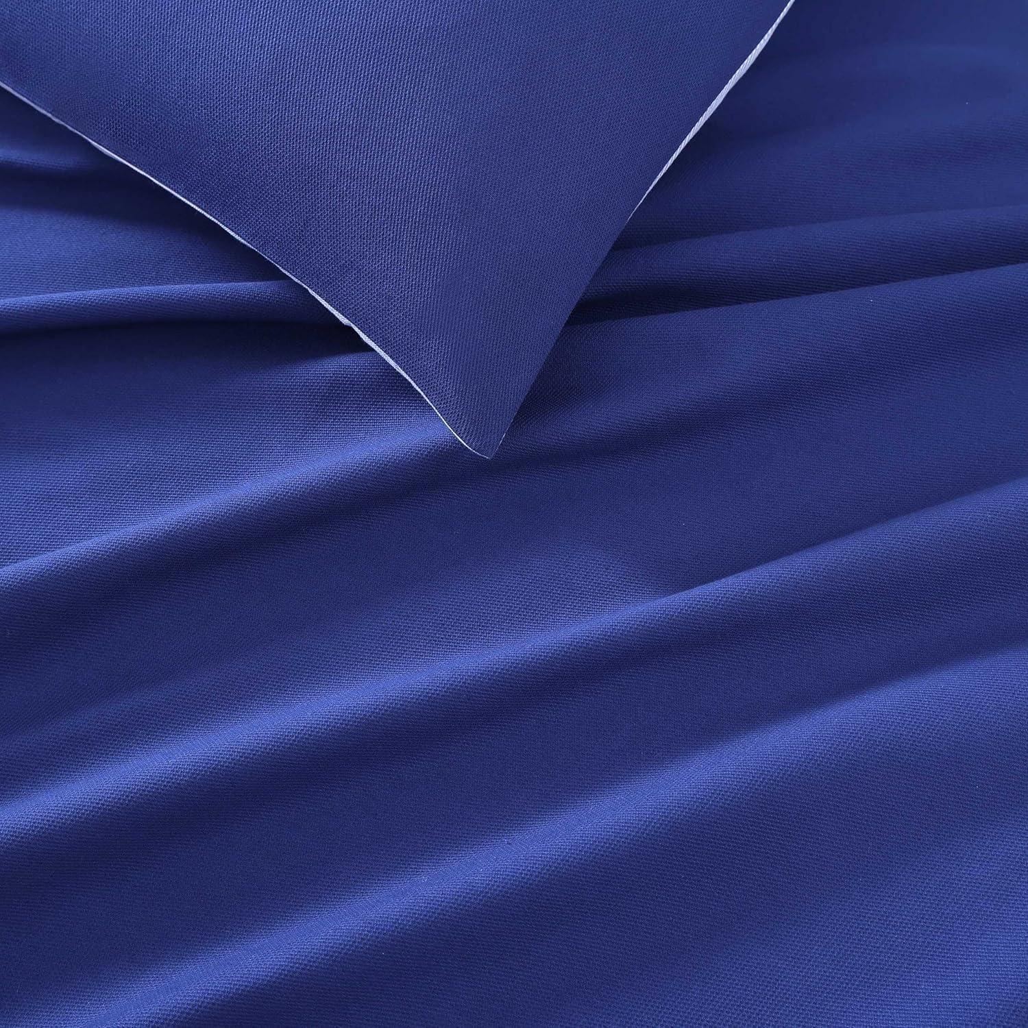 imageTommy Hilfiger Duvet Set Super Soft Bedding with Matching Shams Solid Bed Essentials Micro Pique White FullQueenMicro Pique Blue