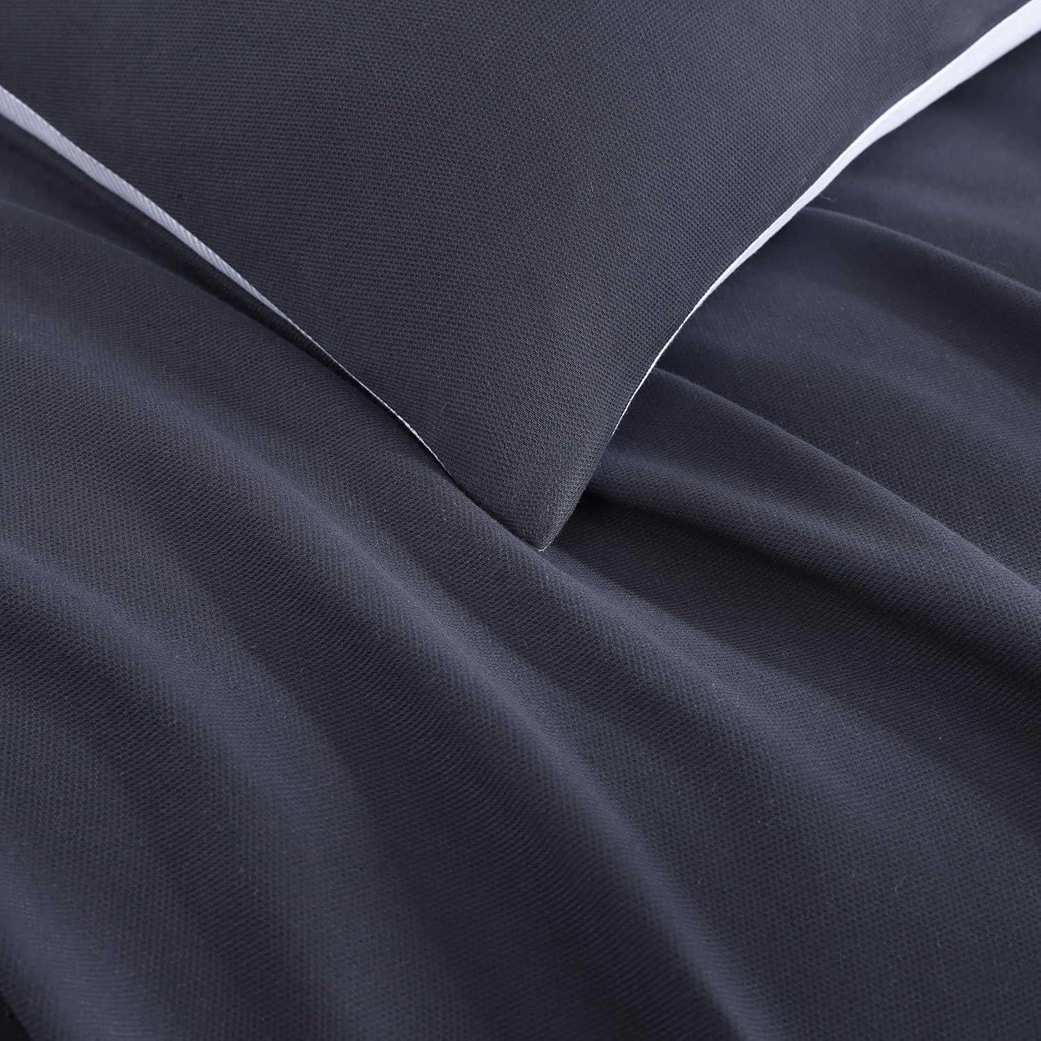imageTommy Hilfiger Duvet Set Super Soft Bedding with Matching Shams Solid Bed Essentials Micro Pique White FullQueenMicro Pique Navy