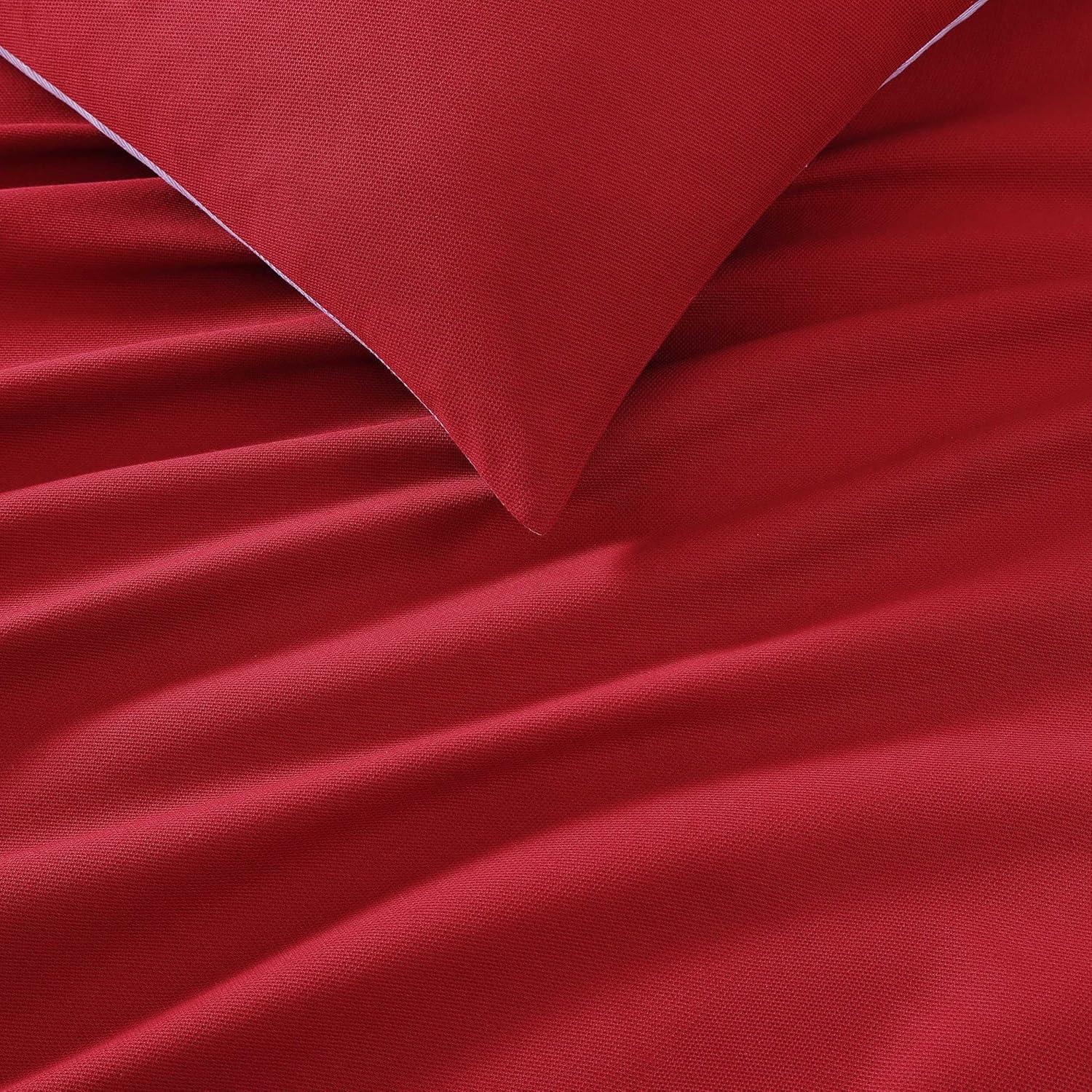 imageTommy Hilfiger Duvet Set Super Soft Bedding with Matching Shams Solid Bed Essentials Micro Pique White FullQueenMicro Pique Red