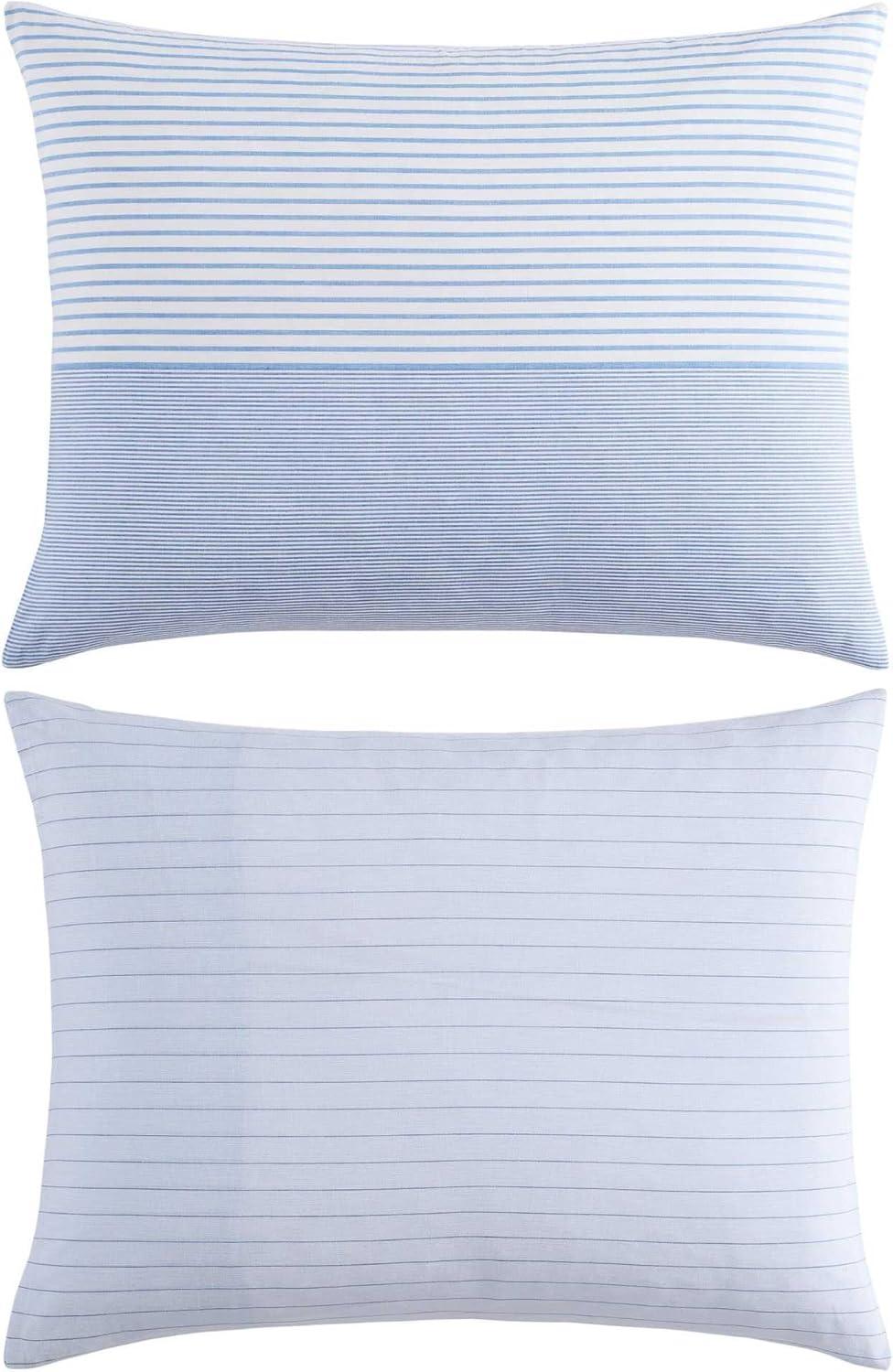imageTommy Hilfiger FullQueen Duvet Cover Set Luxuriously Soft Bedding with Match Shams Button Closure Textured Bed Essentials Modern Windowpane Blue FullQueenModern Stripe Blue