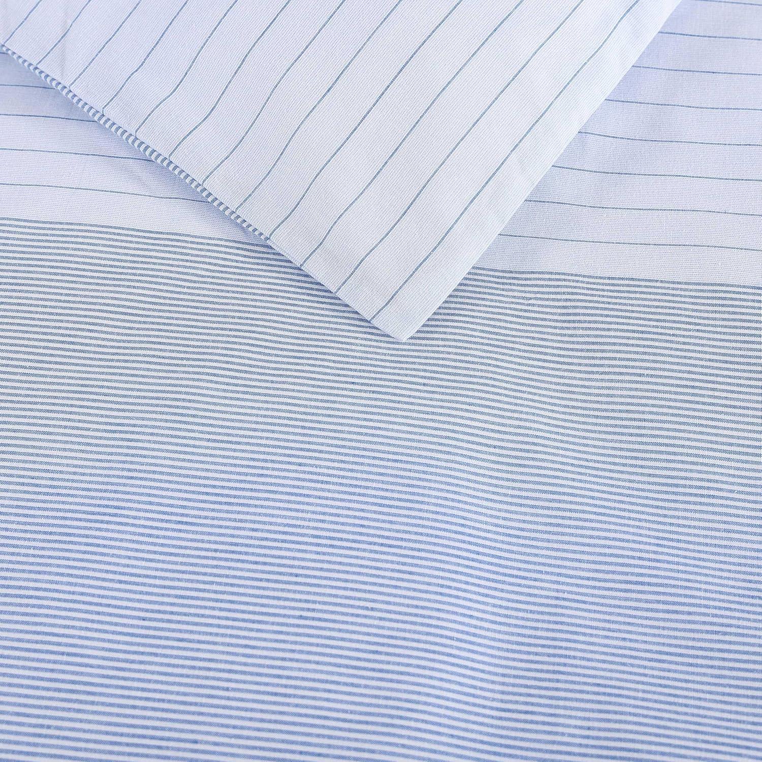 imageTommy Hilfiger FullQueen Duvet Cover Set Luxuriously Soft Bedding with Match Shams Button Closure Textured Bed Essentials Modern Windowpane Blue FullQueenModern Stripe Blue