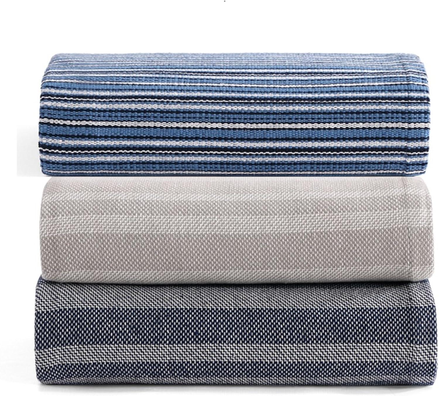 imageTommy Hilfiger Twin Cotton Blanket Woven Channel Stitched Bedding Medium Weight Soft Blanket AntiPilling ampamp Fade Resistant Ideal for Layering OekoTEX Certified BlueHarbor Stripe Navy