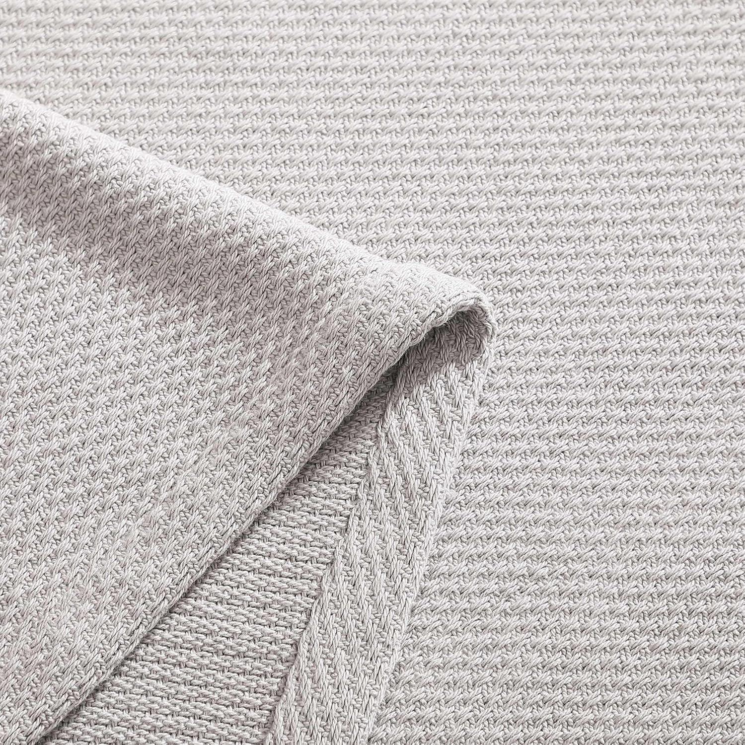 imageTommy Hilfiger Twin Cotton Blanket Woven Channel Stitched Bedding Medium Weight Soft Blanket AntiPilling ampamp Fade Resistant Ideal for Layering OekoTEX Certified BlueCotton Pique Grey