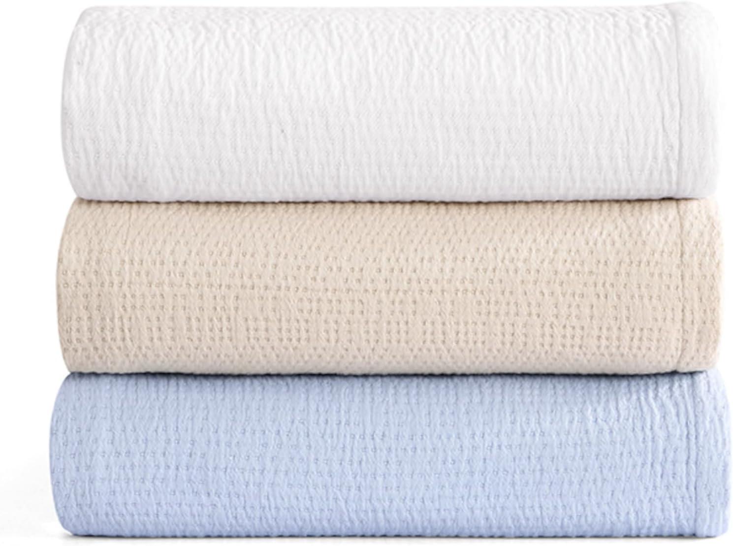 imageTommy Hilfiger Twin Cotton Blanket Woven Channel Stitched Bedding Medium Weight Soft Blanket AntiPilling ampamp Fade Resistant Ideal for Layering OekoTEX Certified BlueRunning Stitch Blue