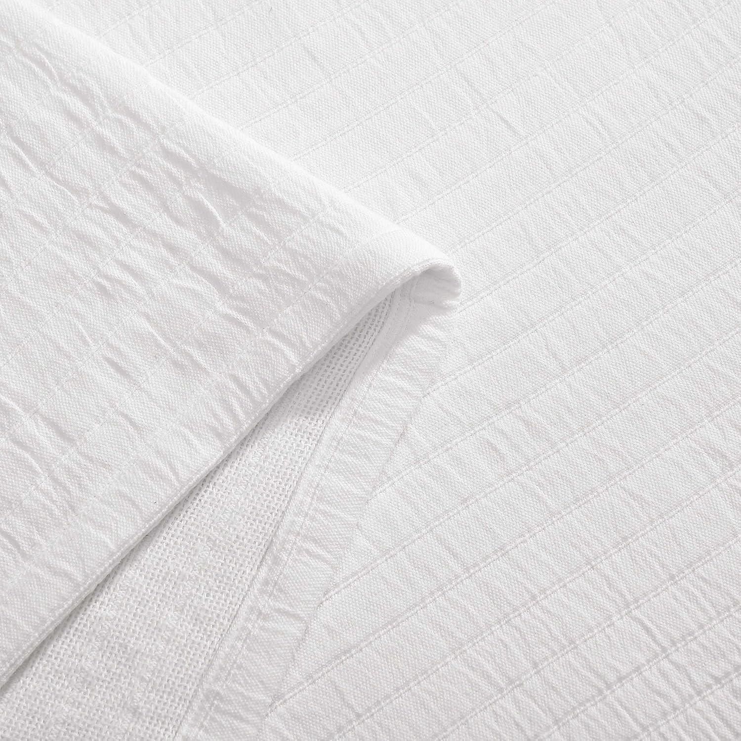 imageTommy Hilfiger Twin Cotton Blanket Woven Channel Stitched Bedding Medium Weight Soft Blanket AntiPilling ampamp Fade Resistant Ideal for Layering OekoTEX Certified BlueEssential Weave White