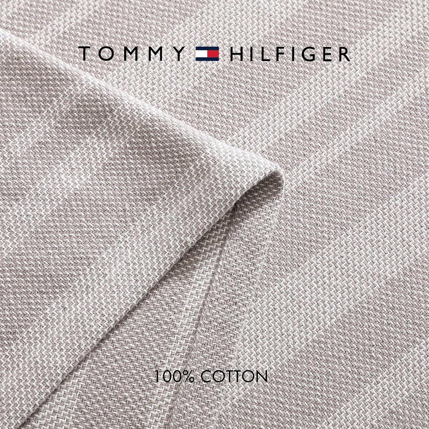 imageTommy Hilfiger Twin Cotton Blanket Woven Channel Stitched Bedding Medium Weight Soft Blanket AntiPilling ampamp Fade Resistant Ideal for Layering OekoTEX Certified BlueHarbor Stripe Grey