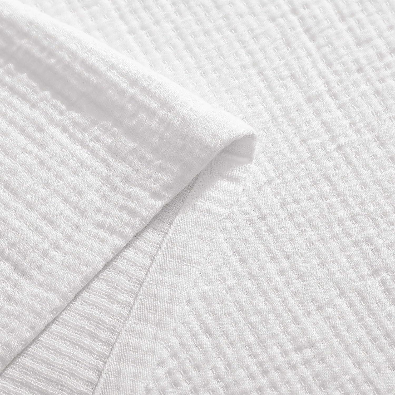 imageTommy Hilfiger Twin Cotton Blanket Woven Channel Stitched Bedding Medium Weight Soft Blanket AntiPilling ampamp Fade Resistant Ideal for Layering OekoTEX Certified BlueRunning Stitch White