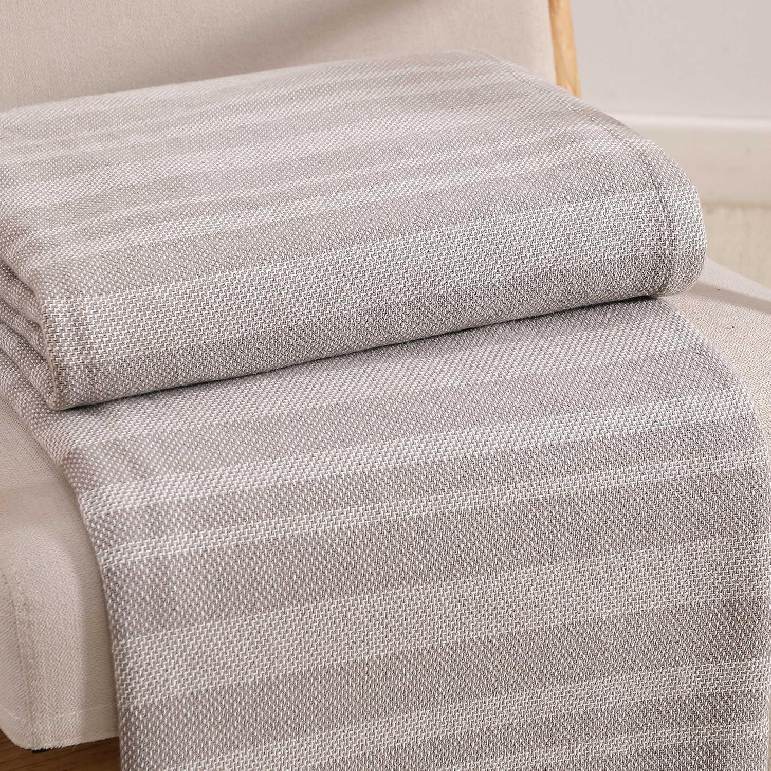 imageTommy Hilfiger Twin Cotton Blanket Woven Channel Stitched Bedding Medium Weight Soft Blanket AntiPilling ampamp Fade Resistant Ideal for Layering OekoTEX Certified BlueHarbor Stripe Grey