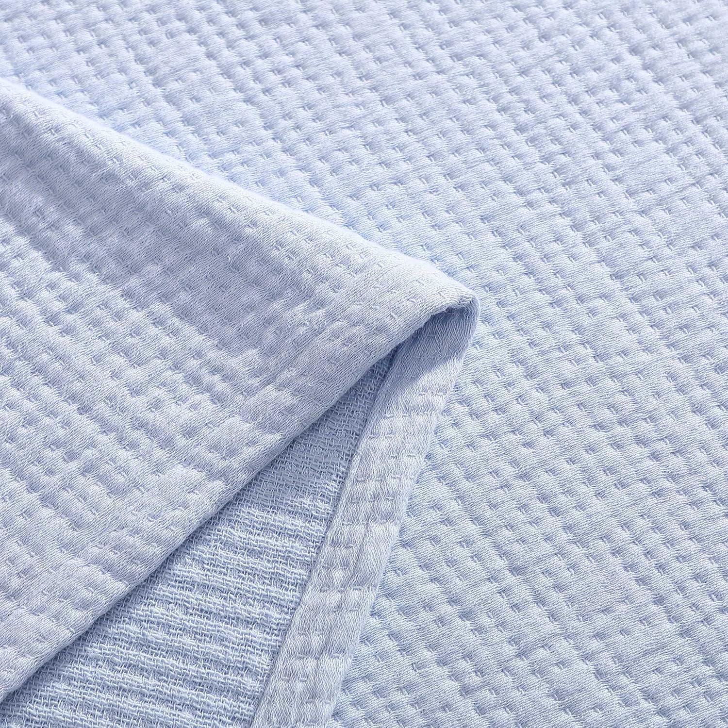 imageTommy Hilfiger Twin Cotton Blanket Woven Channel Stitched Bedding Medium Weight Soft Blanket AntiPilling ampamp Fade Resistant Ideal for Layering OekoTEX Certified BlueRunning Stitch Blue