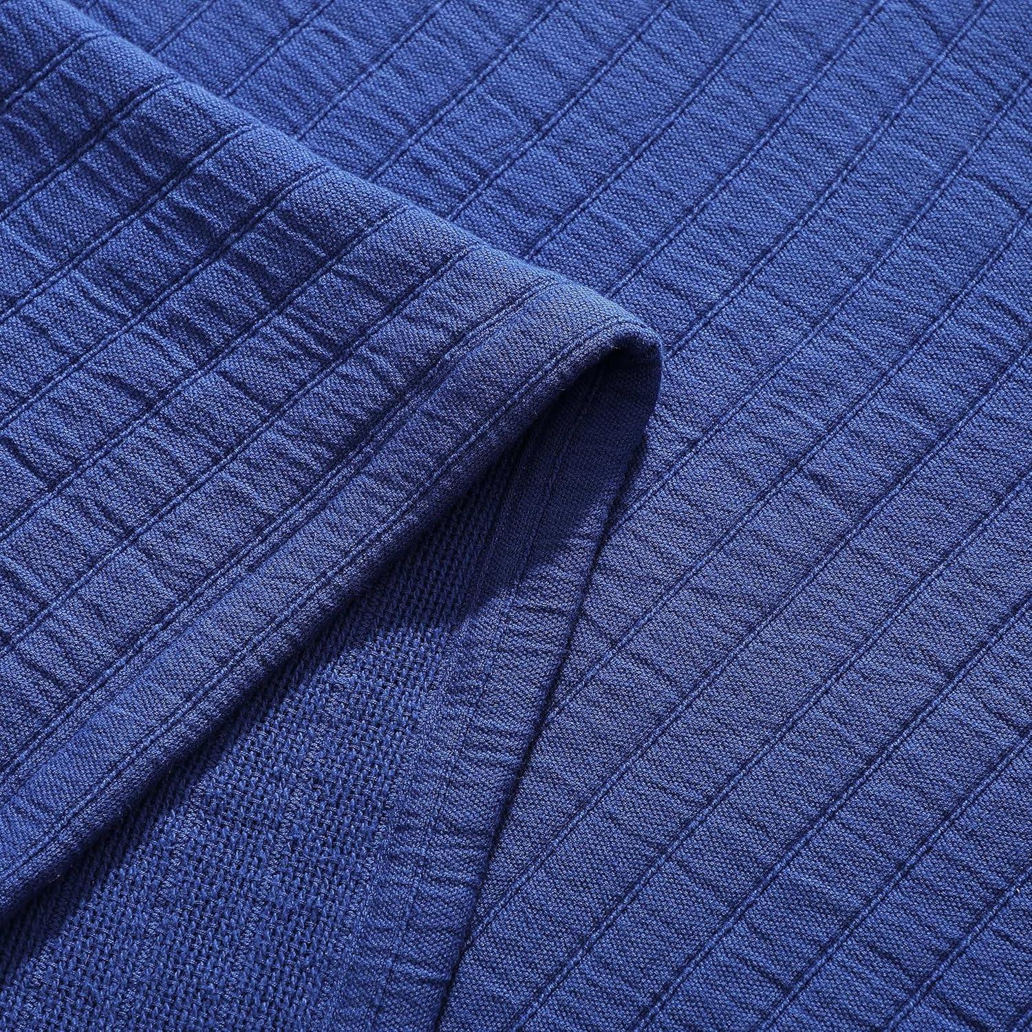 imageTommy Hilfiger Twin Cotton Blanket Woven Channel Stitched Bedding Medium Weight Soft Blanket AntiPilling ampamp Fade Resistant Ideal for Layering OekoTEX Certified BlueEssential Weave Blue