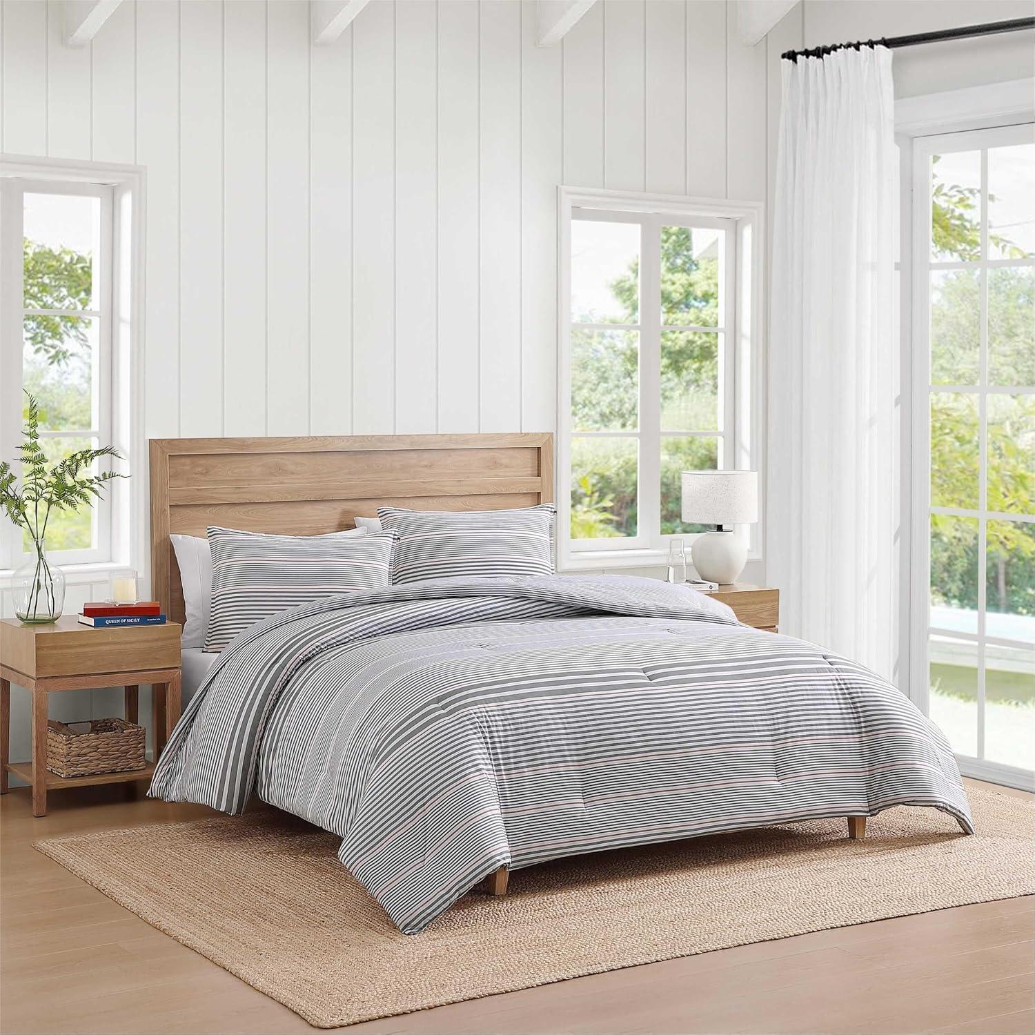 imageTommy Hilfiger Twin Duvet Cover Set Cotton Textured Bedding with Matching Sham Medium Weight Bed Set OekoTEX Certified Danbury Stripe BlueDanbury Stripe Blue